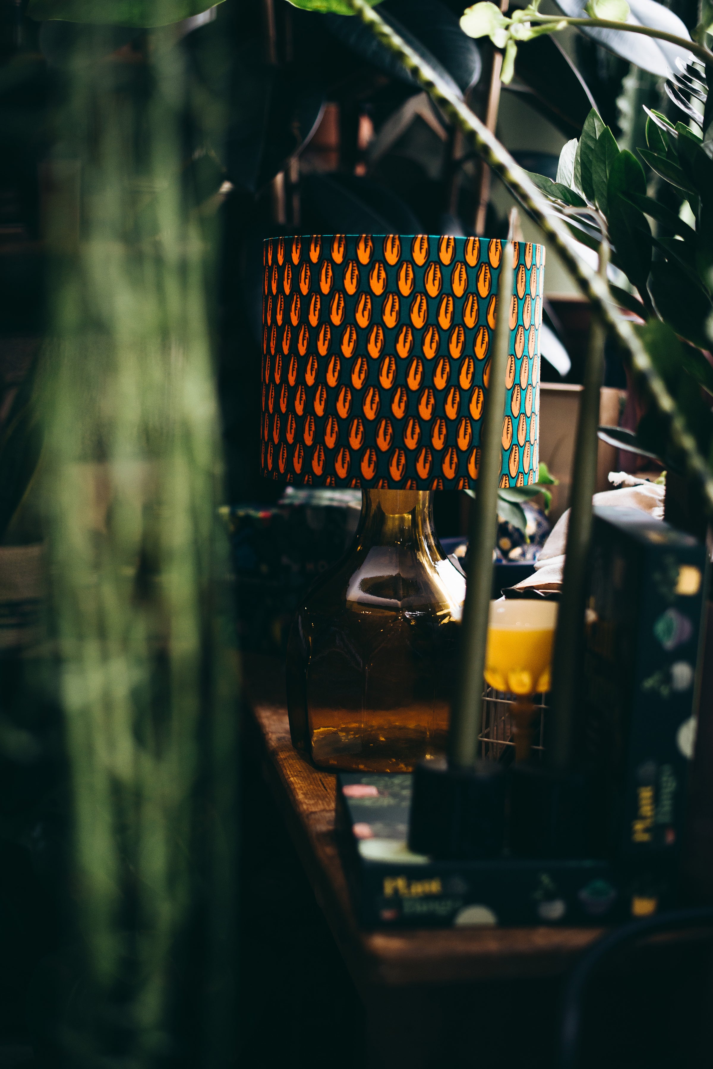 Orange and Blue - Handmade pendent drum lampshades
