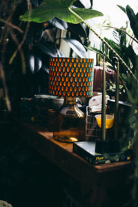 Orange and Blue - Handmade pendent drum lampshades