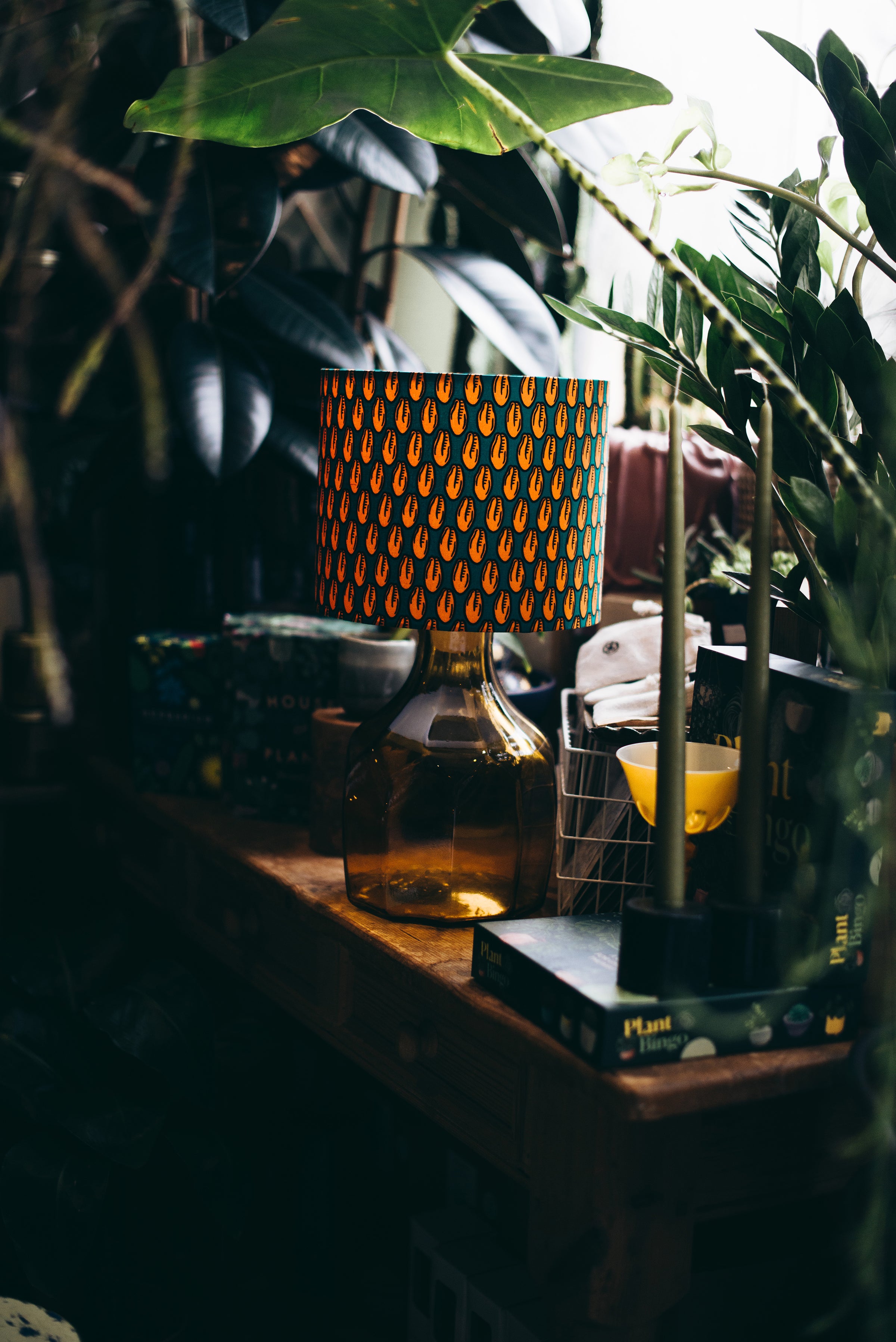 Orange and Blue - Handmade pendent drum lampshades