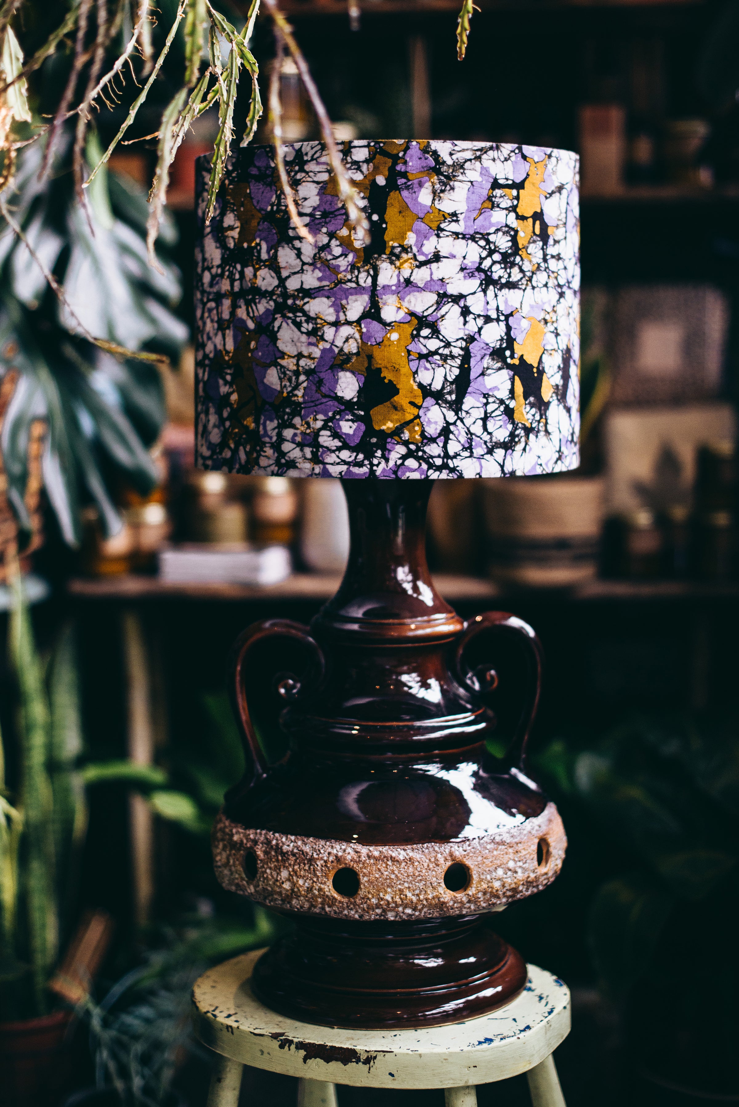 Purple - Handmade pendent drum lampshades