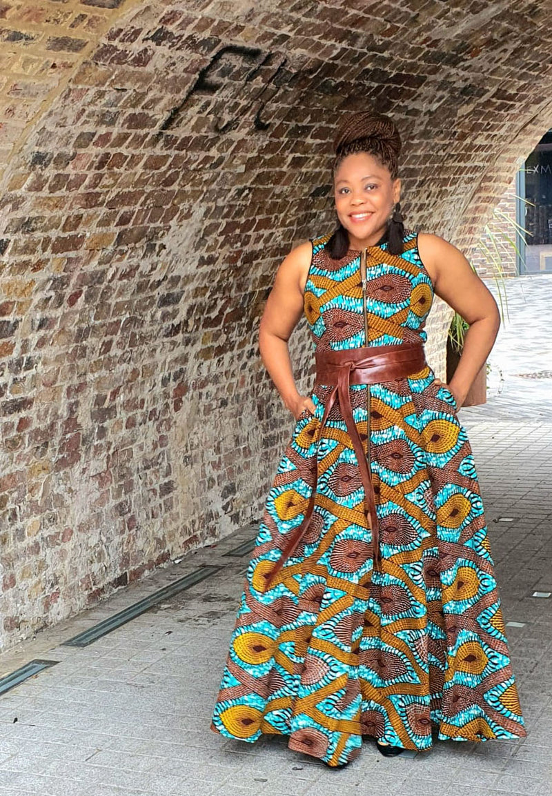 Marie Maxi Rust - Ankara Maxi Dress, African party dress