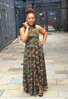 Marie Maxi Rust - Ankara Maxi Dress, African party dress