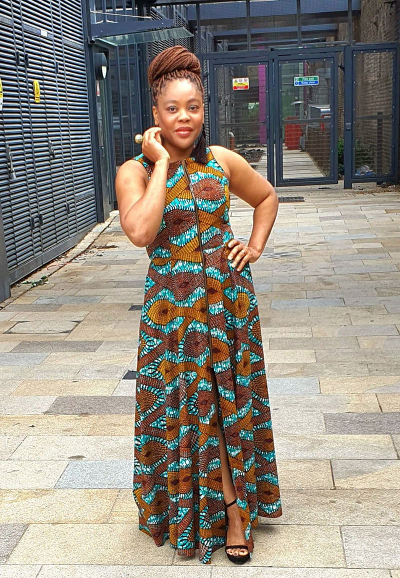 Marie Maxi Rust - Ankara Maxi Dress, African party dress