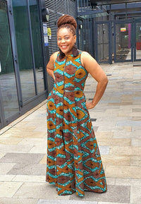 Marie Maxi Rust - Ankara Maxi Dress, African party dress