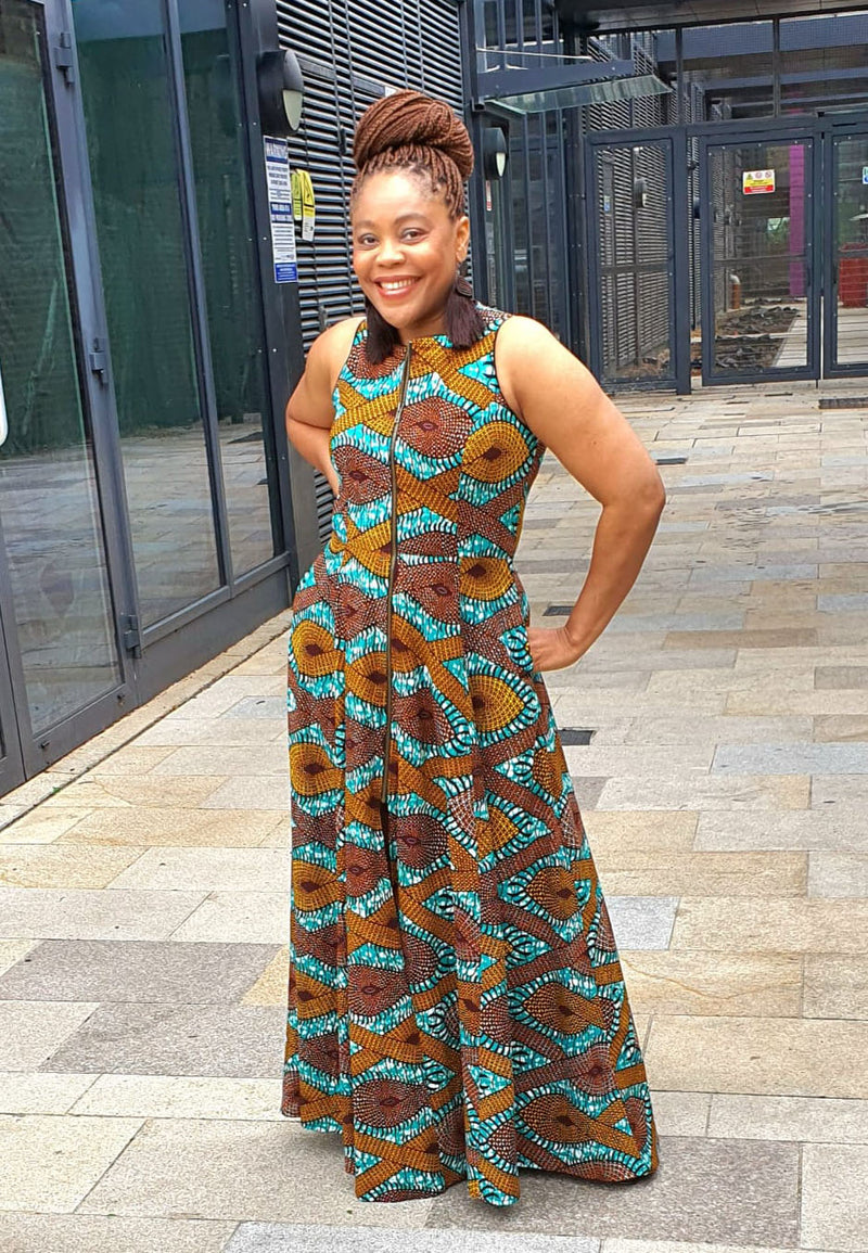 Marie Maxi Rust - Ankara Maxi Dress, African party dress