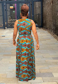 Marie Maxi Rust - Ankara Maxi Dress, African party dress