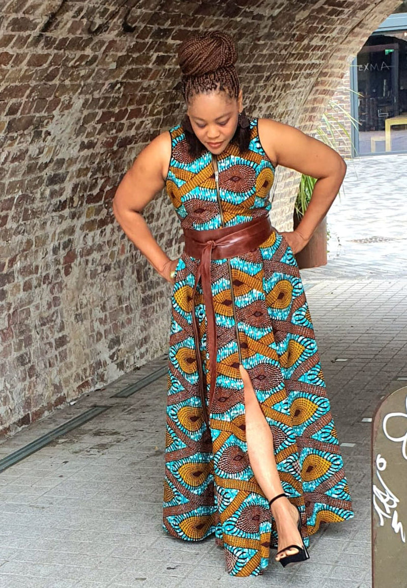 Marie Maxi Rust - Ankara Maxi Dress, African party dress