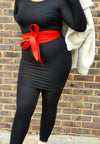 Red Leather Obi belt