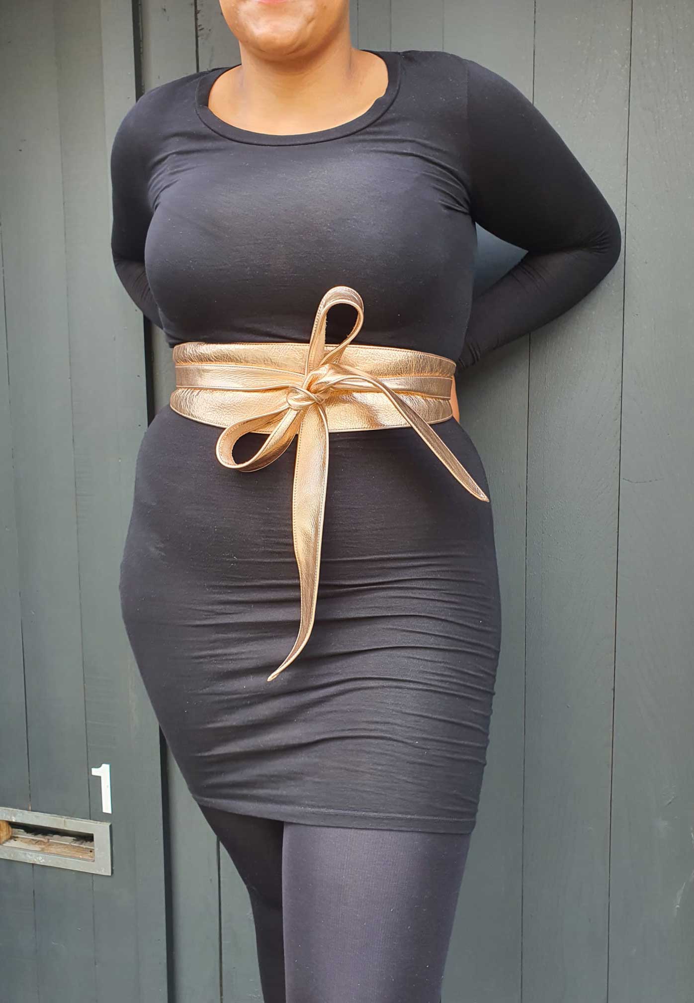 Rose Gold Leather Obi belt