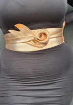 Rose Gold Leather Obi belt