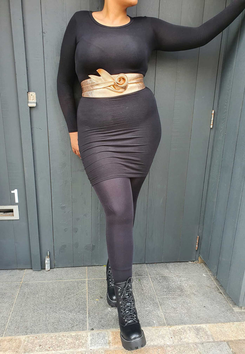 Rose Gold Leather Obi belt