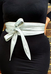 Silver Leather Obi belt