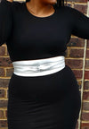 Silver Leather Obi belt
