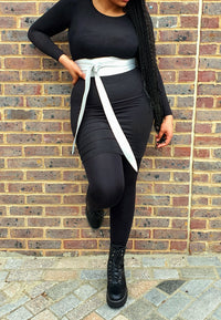 Silver Leather Obi belt