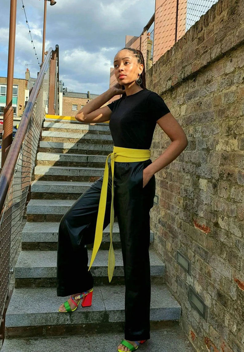 Yellow Leather Obi belt