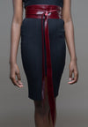 Burgundy Leather Obi belt