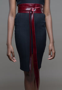 Burgundy Leather Obi belt