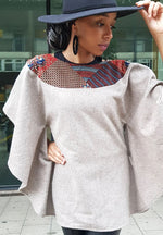 Eve wool poncho cape top - kimono African print cape