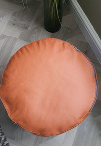 Earth - Handmade leather and African print footstool storage pouffe