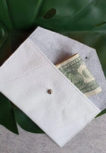 White - 100% handmade Mini leather coin money purse