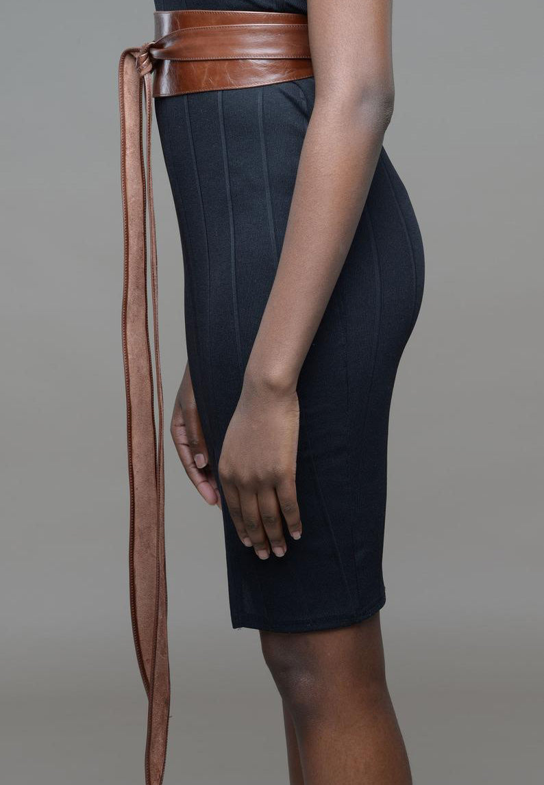 Dark Brown Leather Obi belt