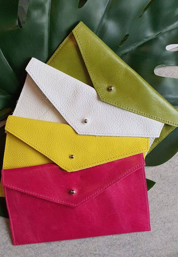 YELLOW - 100% handmade Mini leather coin money purse