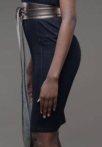 Pewter Leather Obi belt