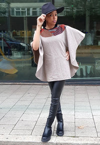 Eve wool poncho cape top - kimono African print cape