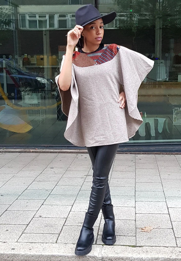 Eve wool poncho cape top - kimono African print cape