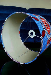 Blue and orange - Handmade pendent drum lampshades