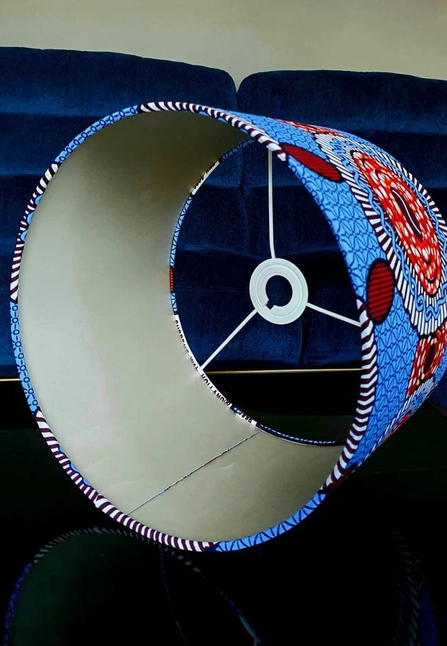 Blue and orange - Handmade pendent drum lampshades