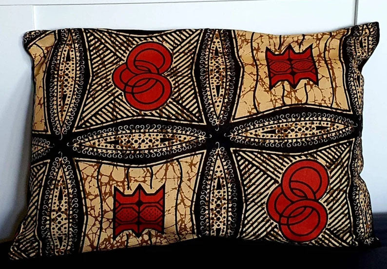 Orange and black - Handmade African print cushion