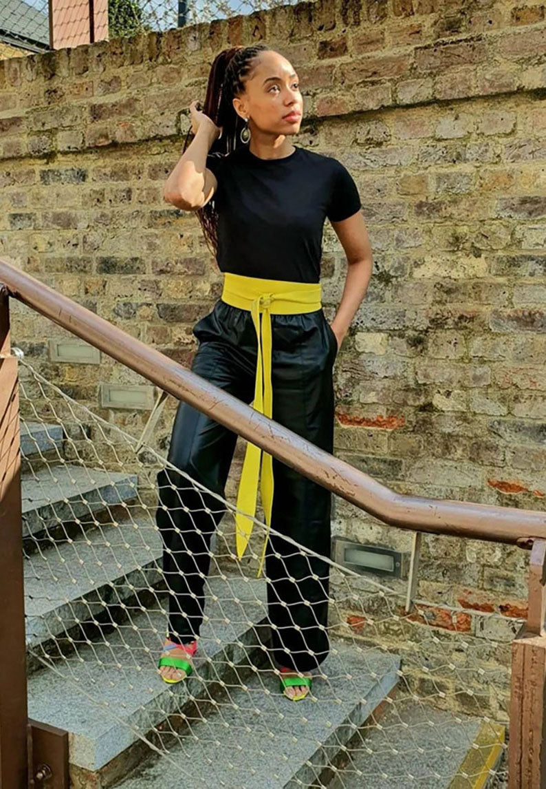 Yellow Leather Obi belt