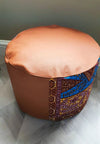 Dazzle - Handmade leather and African print footstool storage pouffe