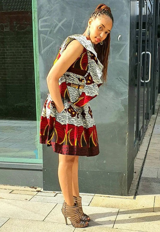 Nakia-in-Wakanda- Ankara Fit and Flare Mini Dress