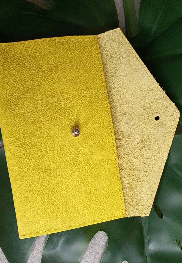YELLOW - 100% handmade Mini leather coin money purse