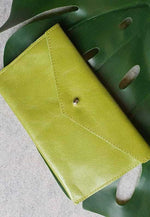 Green - 100% handmade Mini leather coin money purse