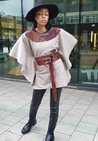 Eve wool poncho cape top - kimono African print cape
