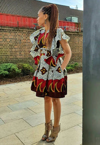 Nakia-in-Wakanda- Ankara Fit and Flare Mini Dress