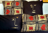 Orange and black - Handmade African print cushion