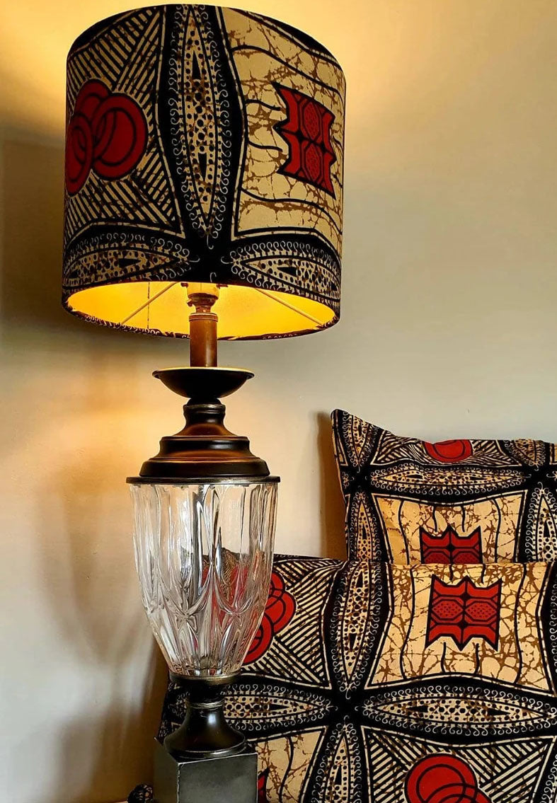 Orange and black - Handmade pendent drum lampshades
