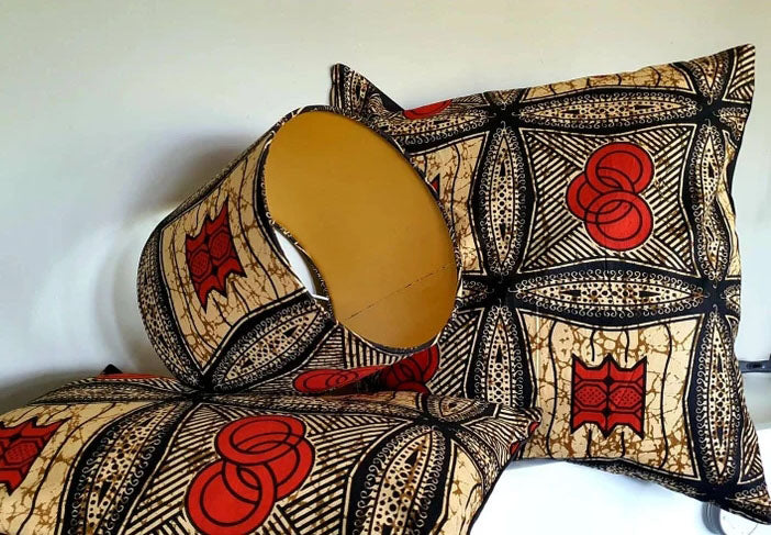 Orange and black - Handmade African print cushion