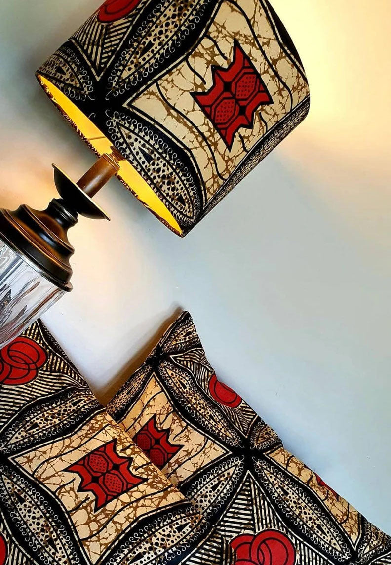 Orange and black - Handmade pendent drum lampshades