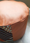 Earth - Handmade leather and African print footstool storage pouffe