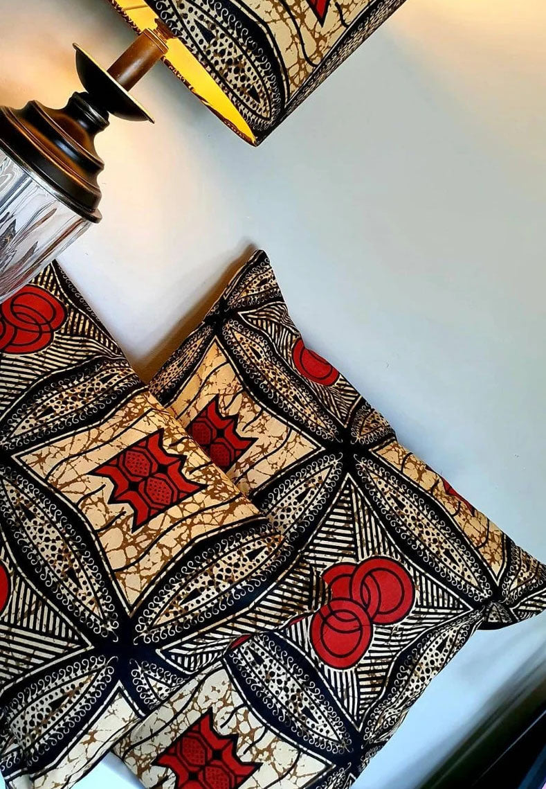 Orange and black - Handmade African print cushion