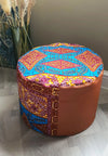 Dazzle - Handmade leather and African print footstool storage pouffe