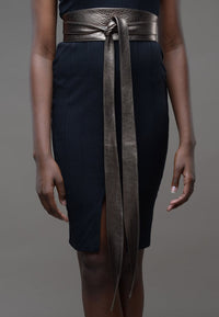 Pewter Leather Obi belt