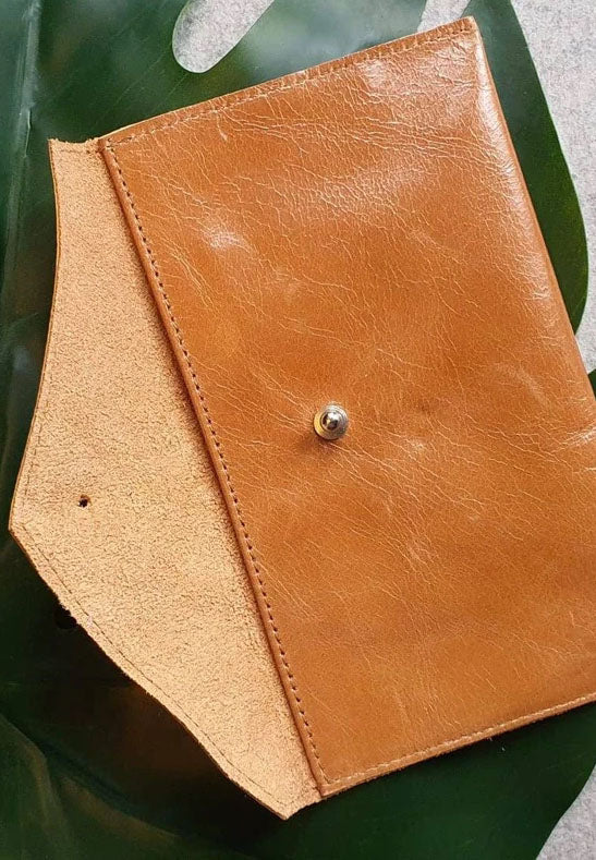 Tan - 100% handmade Mini leather coin money purse