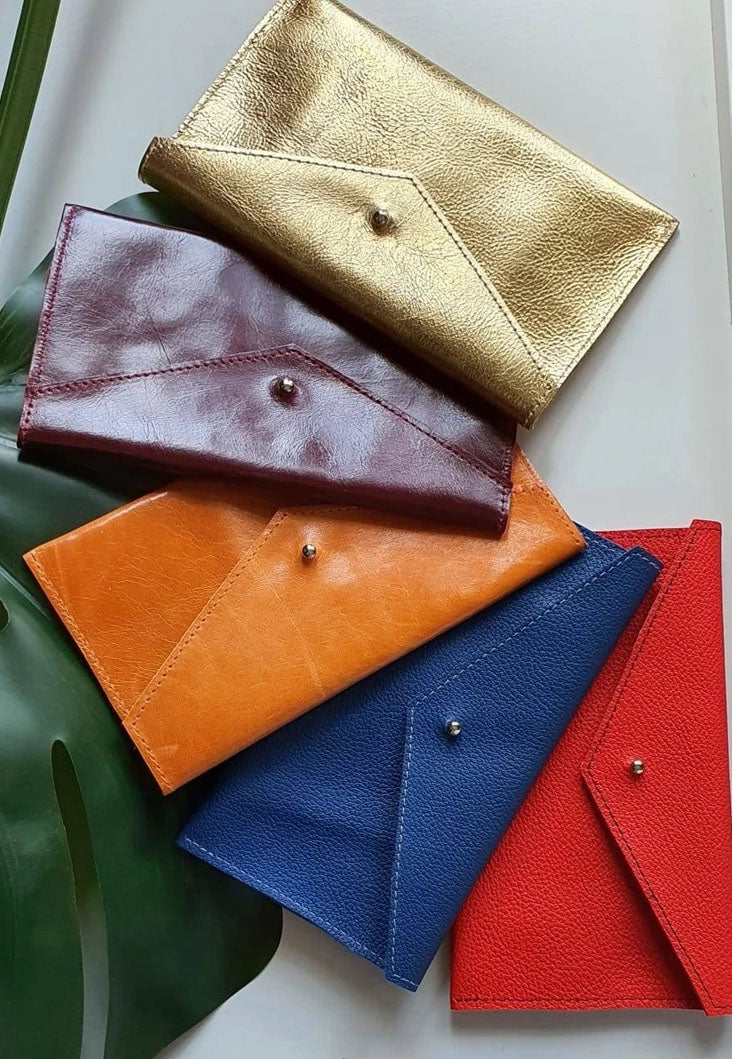 Orange - 100% handmade Mini leather coin money purse