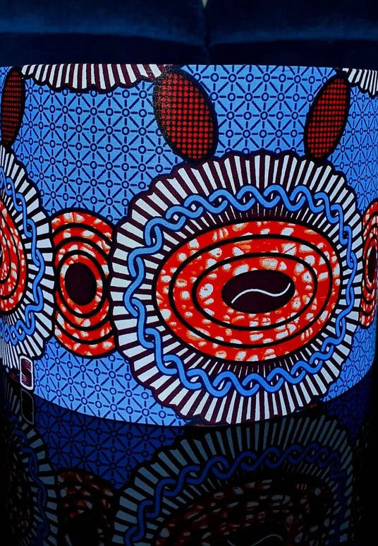 Blue and orange - Handmade pendent drum lampshades